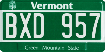 VT license plate BXD957