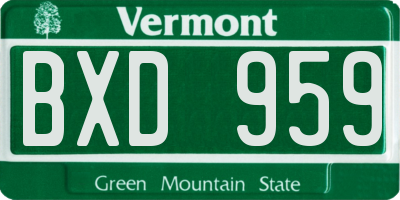 VT license plate BXD959
