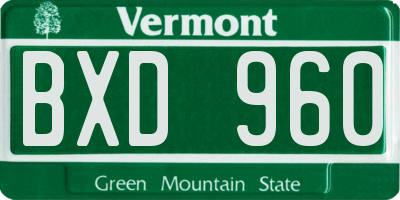 VT license plate BXD960