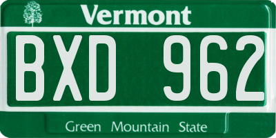 VT license plate BXD962