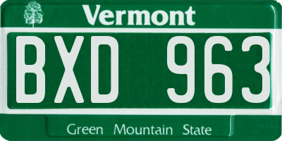 VT license plate BXD963