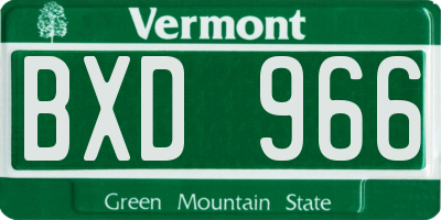 VT license plate BXD966