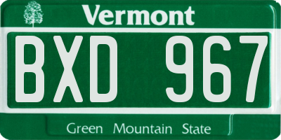 VT license plate BXD967