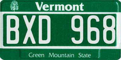 VT license plate BXD968