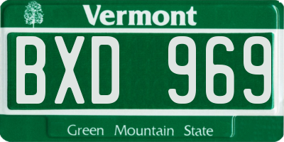 VT license plate BXD969