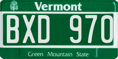 VT license plate BXD970