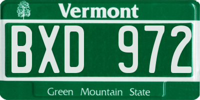 VT license plate BXD972