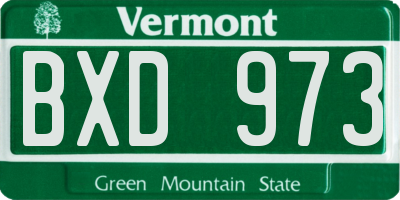 VT license plate BXD973