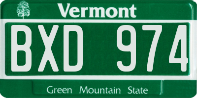 VT license plate BXD974
