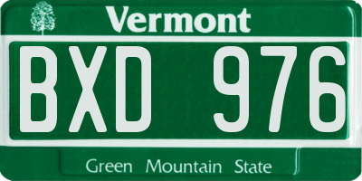 VT license plate BXD976