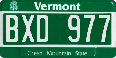VT license plate BXD977