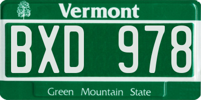 VT license plate BXD978