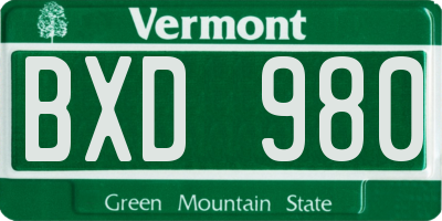 VT license plate BXD980