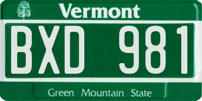 VT license plate BXD981