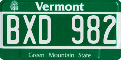 VT license plate BXD982