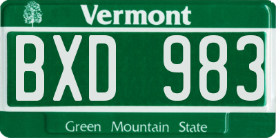 VT license plate BXD983