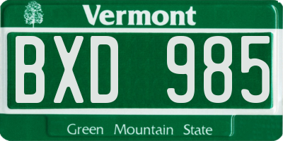 VT license plate BXD985