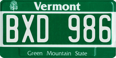 VT license plate BXD986
