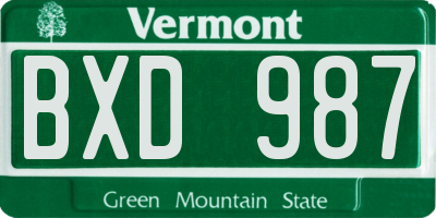 VT license plate BXD987