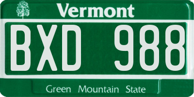 VT license plate BXD988