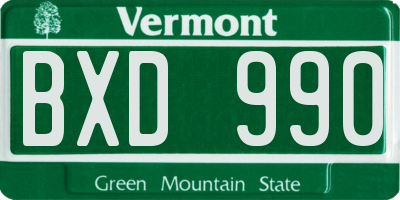 VT license plate BXD990