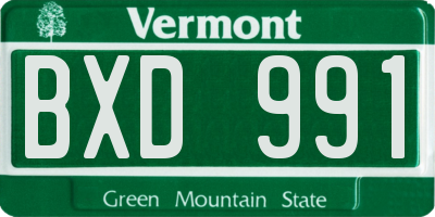 VT license plate BXD991