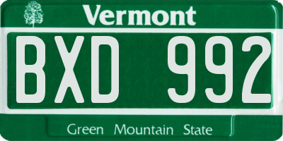VT license plate BXD992