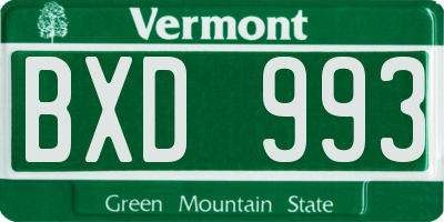 VT license plate BXD993