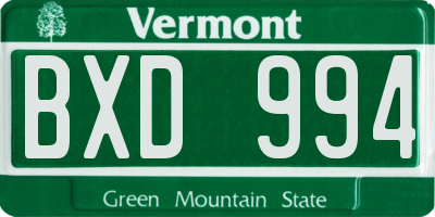 VT license plate BXD994