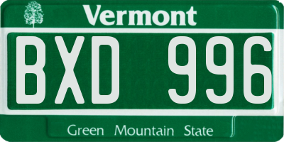 VT license plate BXD996