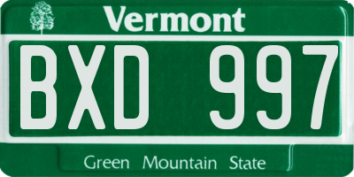 VT license plate BXD997