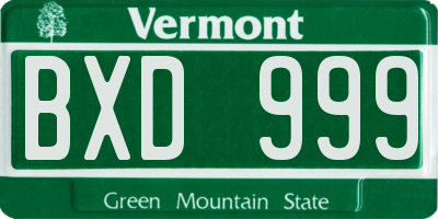 VT license plate BXD999