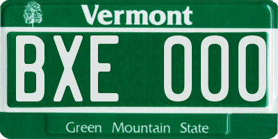 VT license plate BXE000