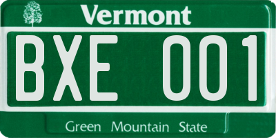 VT license plate BXE001