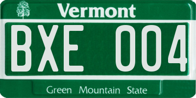 VT license plate BXE004