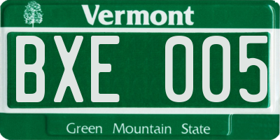 VT license plate BXE005