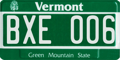 VT license plate BXE006