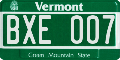 VT license plate BXE007