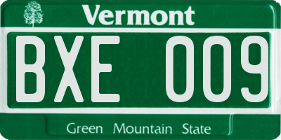 VT license plate BXE009