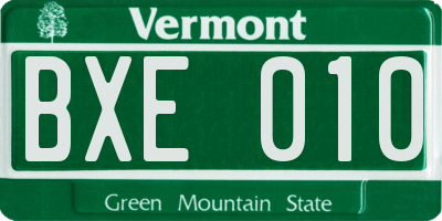 VT license plate BXE010
