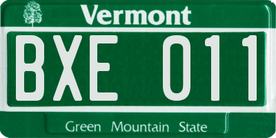 VT license plate BXE011