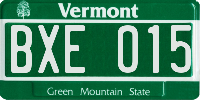 VT license plate BXE015