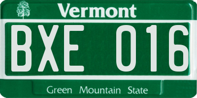 VT license plate BXE016