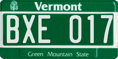 VT license plate BXE017