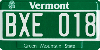 VT license plate BXE018