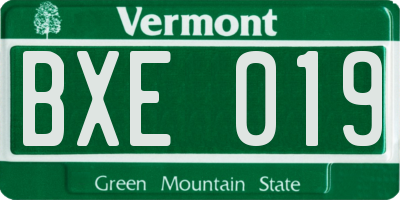 VT license plate BXE019
