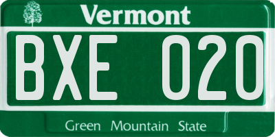 VT license plate BXE020