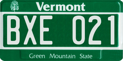 VT license plate BXE021
