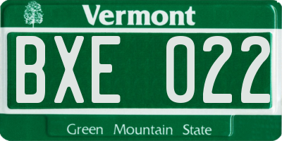 VT license plate BXE022