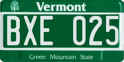 VT license plate BXE025